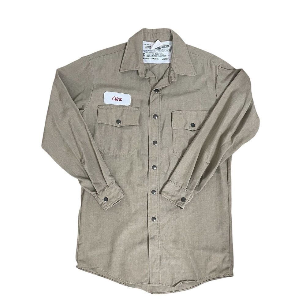 Topps Nomex FR Work Shirt Khaki Solid Button Up Size M